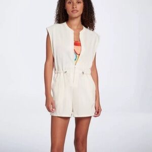 Calia Soft Utility Romper Cream EUC M